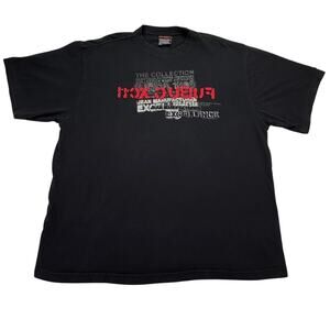FUBU The Collection XC11 Black Embroidered T Shirt Reverse Weave Size XL Y2K